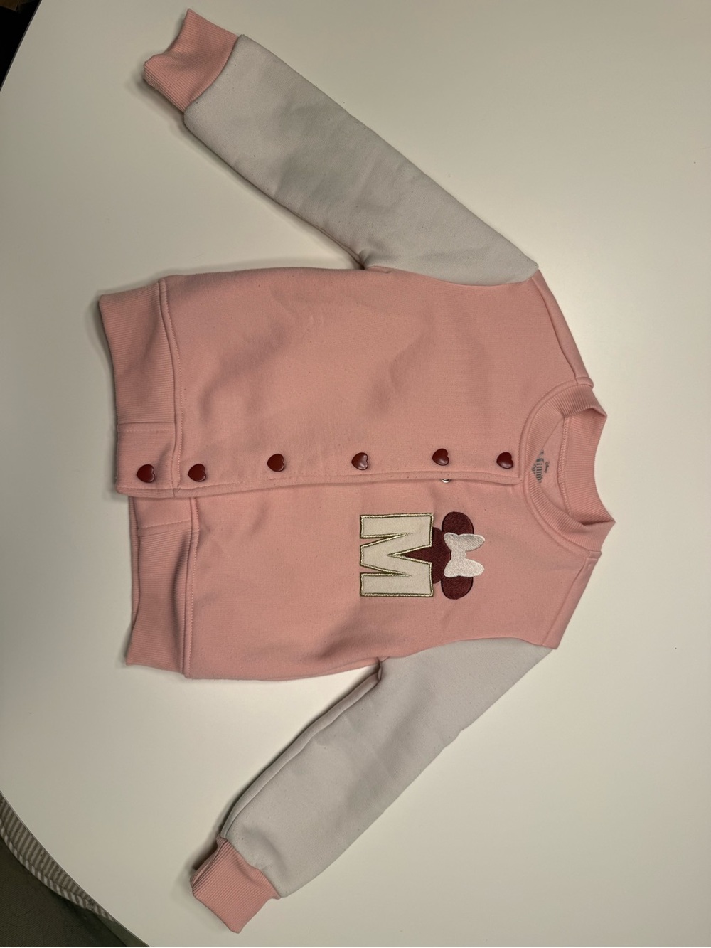Disney Pink and Cream Girls' Snap Cardigan with Minnie Patch